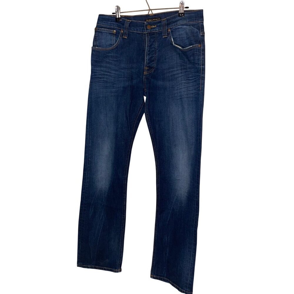 Nudie Jeans Mens Jeans Size 32x32 Blue Average Joe Denim Straight Casual